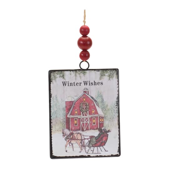 12ct. 6.25&#x22; Glass Winter Wishes Barn Ornament Set